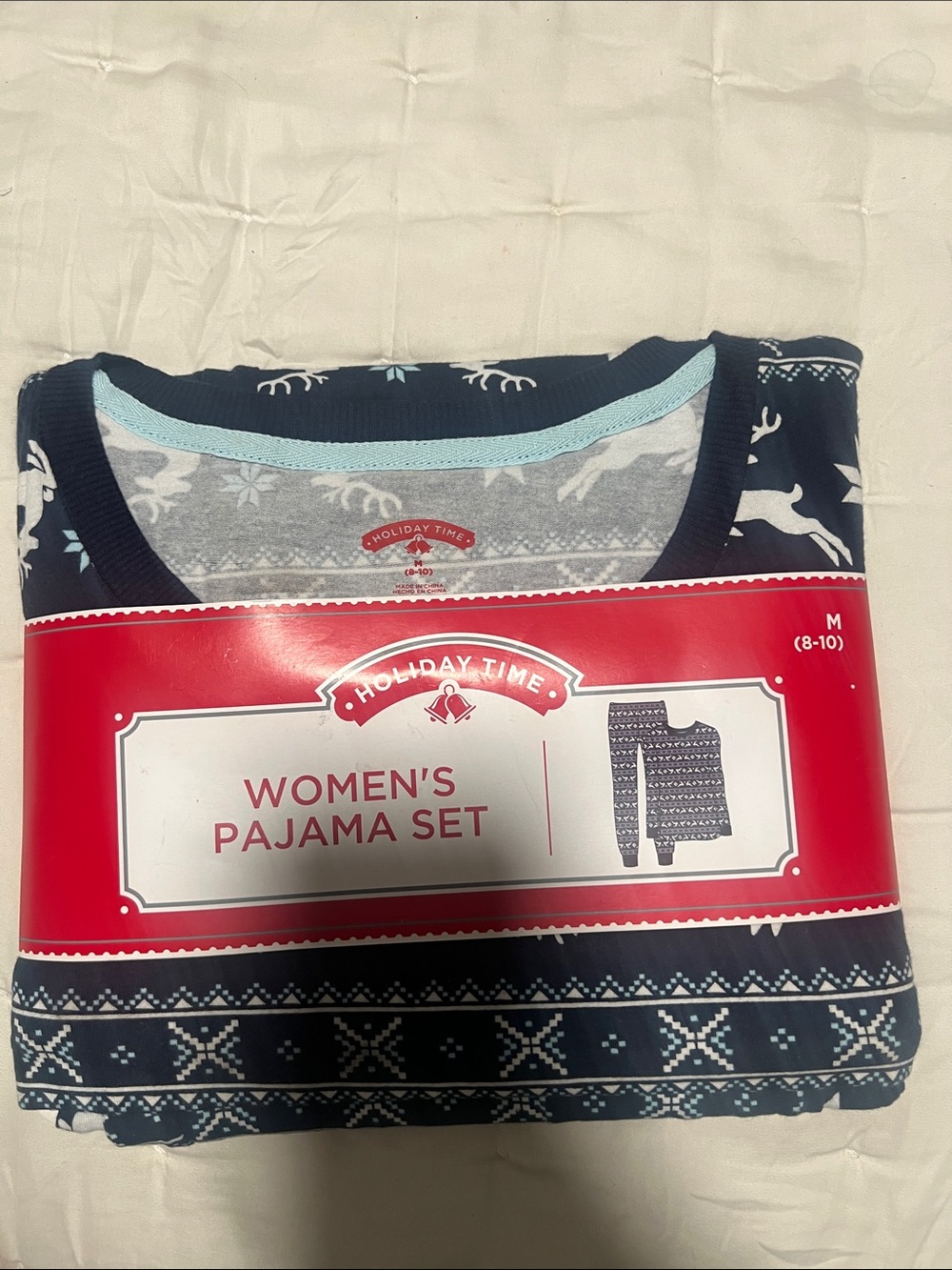 Holiday Time Navy and White Women's Holiday Pajama Set